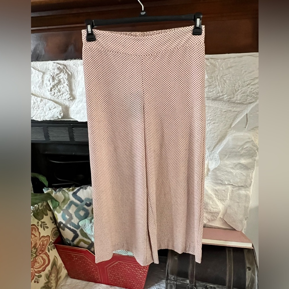 Adrianna Papell Women's Pink Polka Dot Wide Leg Pants Capris NWT Small